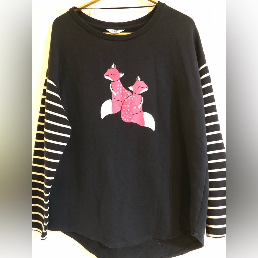 Crown & Ivy Black Sweatshirt with Pink Fox Design